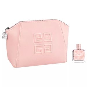 Givenchy parfums pink cosmetic bag with a miniature sample of irresistible